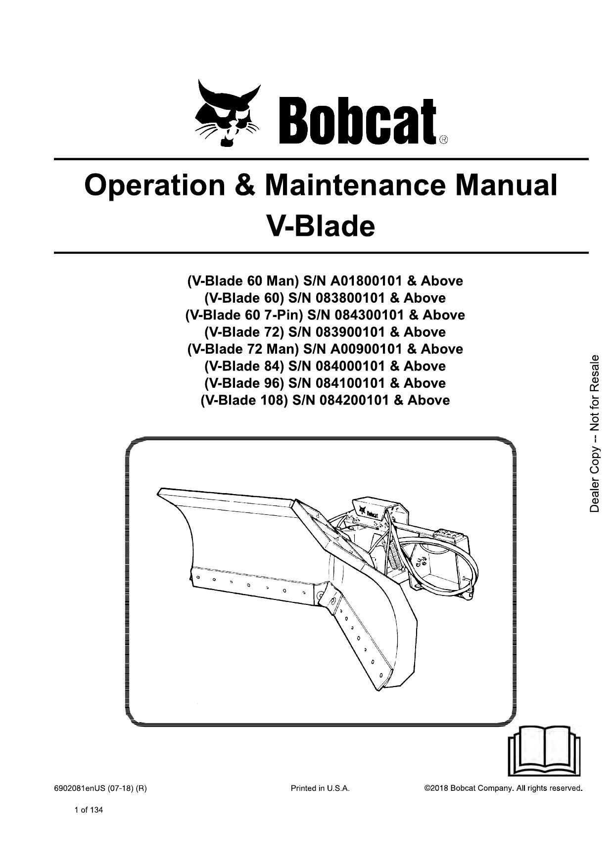 V-Blade Operation & Maintenance Manual Bobcat
